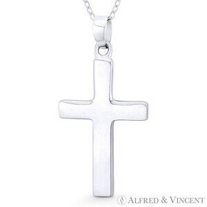 Solid-Cast Latin Cross  46x21.5mm Pendant in .925 Sterling Silver
